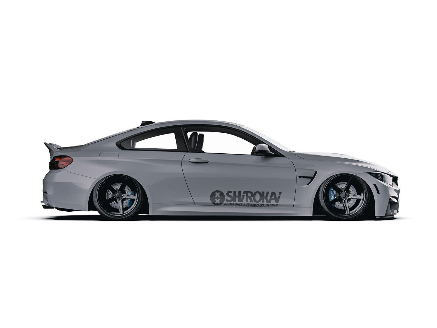 Gray BMW M4 coupe with SHIROKAI BMW M4 F82 ducktail trunk lid spoiler performance on rear