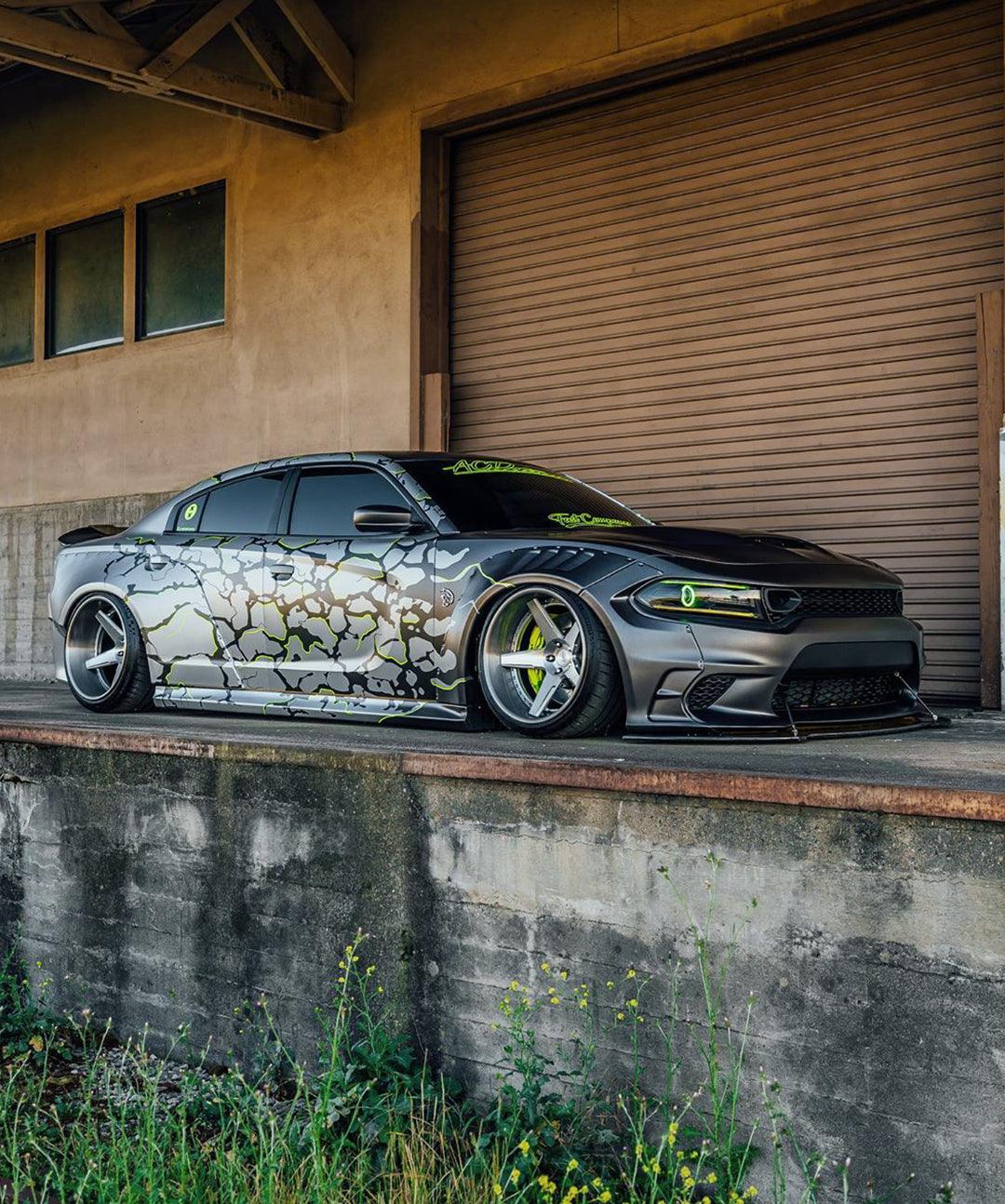 Dodge Charger modified with Dodge Charger LD widebody kit SHIROKAI featuring aggressive design and custom paint