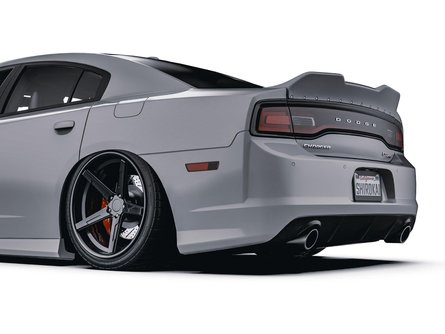 2011-2014 Charger rear trunk spoiler upgrade SHIROKAI ducktail spoiler installed on silver Dodge Charger