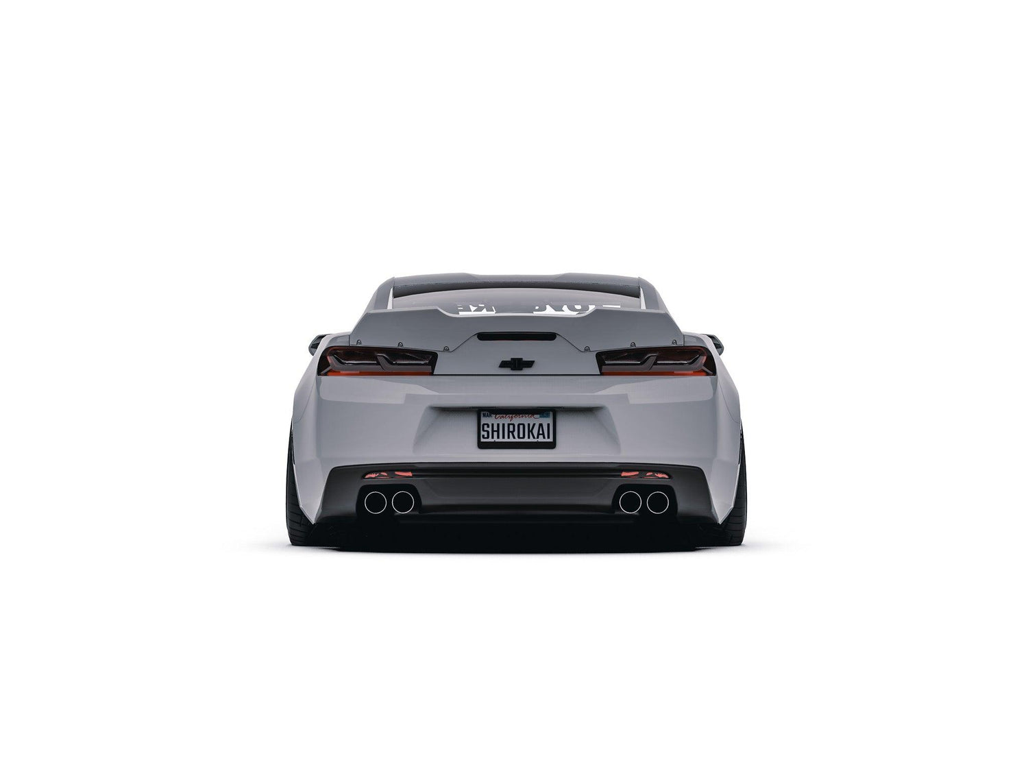 Chevrolet Camaro 2016-2018 rear spoiler SHIROKAI ducktail spoiler on white sporty car rear view