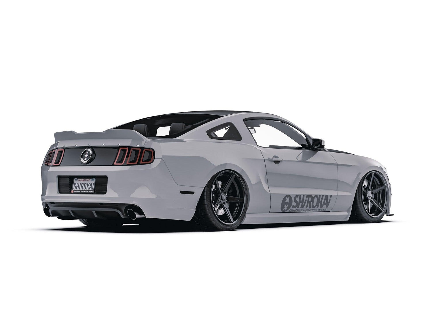 White Mustang 2010-2014 with SHIROKAI ducktail duckbill trunk spoiler upgrade on rear